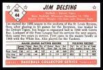 1953 Bowman B&W Reprint #44  Jim Delsing  Back Thumbnail