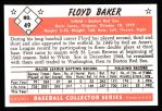 1953 Bowman B&W Reprint #49  Floyd Baker  Back Thumbnail