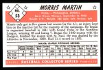 1953 Bowman B&W Reprint #53  Morrie Martin  Back Thumbnail