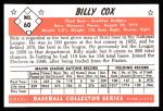 1953 Bowman B&W Reprint #60  Billy Cox  Back Thumbnail