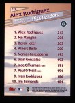 1999 Topps #228   -  Alex Rodriguez AL Hits Leaders Back Thumbnail
