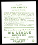 1933 Goudey Reprint #199  Tommy Bridges  Back Thumbnail