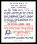 1949 Bowman REPRINT #160  Jim Blackburn  Back Thumbnail