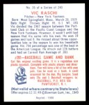 1949 Bowman REPRINT #35  Vic Raschi  Back Thumbnail