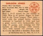1950 Bowman #83  Sheldon Jones  Back Thumbnail