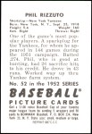 1952 Bowman REPRINT #52  Phil Rizzuto  Back Thumbnail
