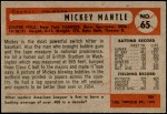 1954 Bowman #65 Mickey Mantle Back Thumbnail