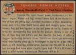 1957 Topps #407 - Mickey Mantle / Yogi Berra Yankees' Power Hitters Back Thumbnail