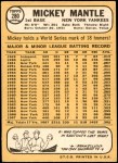 1968 Topps #280 Mickey Mantle Back Thumbnail