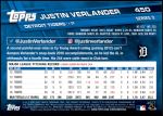 2017 Topps #450 A Justin Verlander  Back Thumbnail