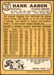 1968 Topps #110 A Hank Aaron Back Thumbnail
