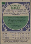 1975 Topps #194  Charles Dudley  Back Thumbnail
