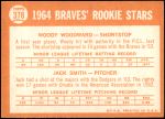 1964 Topps #378   -  Woody Woodward / Jack Smith Braves Rookies Back Thumbnail