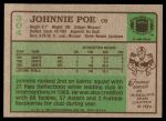 1984 Topps #304  Johnnie Poe  Back Thumbnail