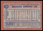 1991 Topps #13  Mariano Duncan  Back Thumbnail