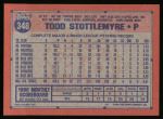 1991 Topps #348  Todd Stottlemyre  Back Thumbnail