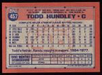 1991 Topps #457  Todd Hundley  Back Thumbnail
