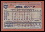 1991 Topps #493  Jose Rijo  Back Thumbnail