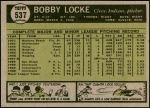 1961 Topps #537  Bobby Locke  Back Thumbnail