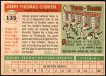 1955 Topps #135  John O'Brien  Back Thumbnail