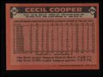 1986 Topps #385  Cecil Cooper  Back Thumbnail
