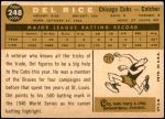 1960 Topps #248  Del Rice  Back Thumbnail