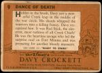 1956 Topps Davy Crockett Orange Back #9   Dance of Death  Back Thumbnail