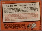 1959 Topps #28   -  Glenn Hall / Camille Henry Looks Like a Sure Goal Back Thumbnail