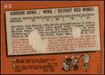1959 Topps #63  Gordie Howe  Back Thumbnail