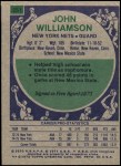 1975 Topps #251  John Williamson  Back Thumbnail