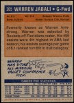 1972 Topps #205  Warren Jabali   Back Thumbnail