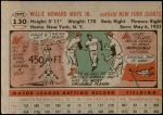 1956 Topps #130 GRY Willie Mays  Back Thumbnail