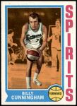 1974 Topps #235  Billy Cunningham  Front Thumbnail