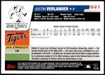 2006 Topps #641   -  Justin Verlander Rookie Card Back Thumbnail