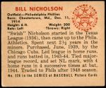 1950 Bowman #228  Bill Nicholson  Back Thumbnail