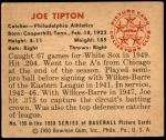 1950 Bowman #159  Joe Tipton  Back Thumbnail