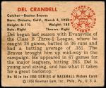 1950 Bowman #56  Del Crandall  Back Thumbnail