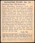 1935 Diamond Stars #10  Leroy Mahaffey   Back Thumbnail