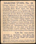 1935 Diamond Stars #88 George Selkirk Back Thumbnail