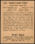 1940 Play Ball #169  Gabby Street  Back Thumbnail