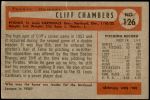 1954 Bowman #126  Cliff Chambers  Back Thumbnail