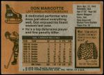 1975 Topps #269  Don Markotte   Back Thumbnail