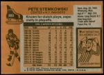 1975 Topps #303  Pete Stemkowski   Back Thumbnail