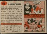 1957 Topps #57  Al Carmichael  Back Thumbnail
