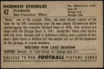 1952 Bowman Large #42  Norm Standlee  Back Thumbnail