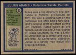 1972 Topps #97  Julius Adams  Back Thumbnail
