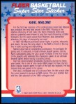 1988 Fleer Stickers #8  Karl Malone  Back Thumbnail