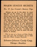 1935 Schutter-Johnson #37  Joe Cronin  Back Thumbnail