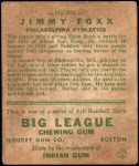 1933 Goudey #154  Jimmie Foxx  Back Thumbnail