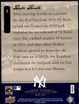 2008 Upper Deck Yankee Stadium Legacy #1  Babe Ruth  Back Thumbnail